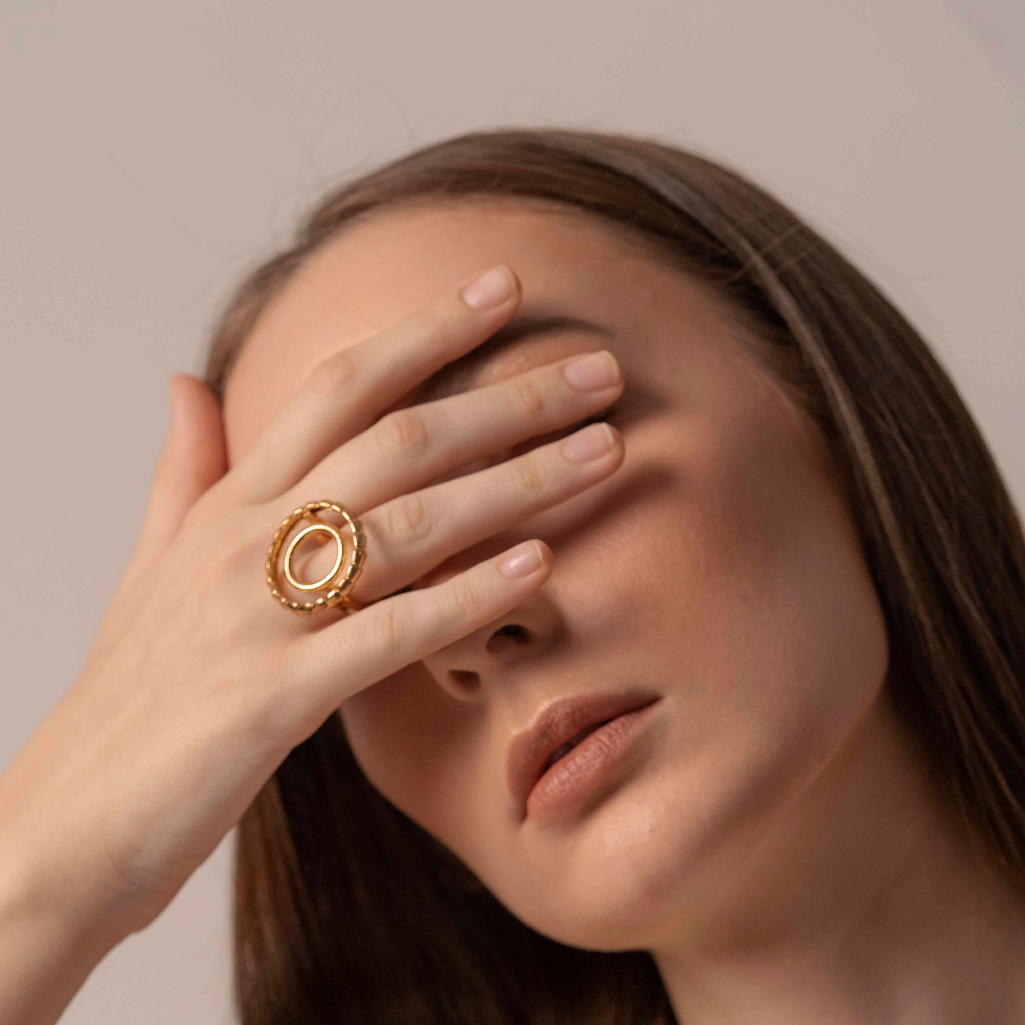 Concentric Circle 18Kt Gold Plated RIng